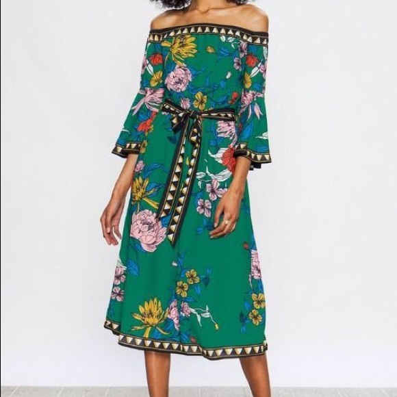 Flying Tomato Dresses & Skirts - Women’s Floral Off the shoulder midi dress